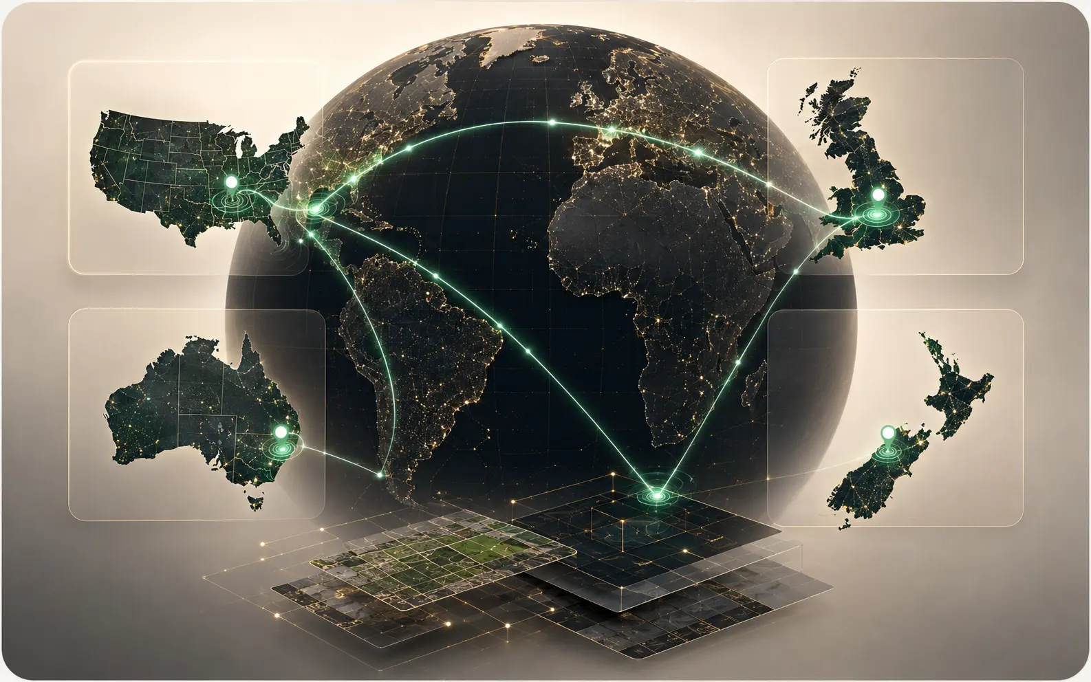 Connected property identity infrastructure across the United States, Great Britain, New Zealand, Australia, and Estonia
